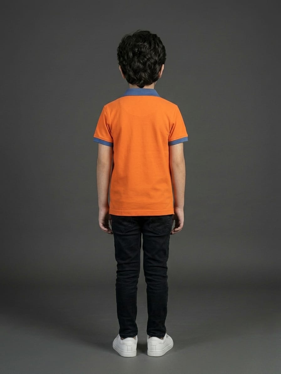 Boys Orange Polo Shirt.