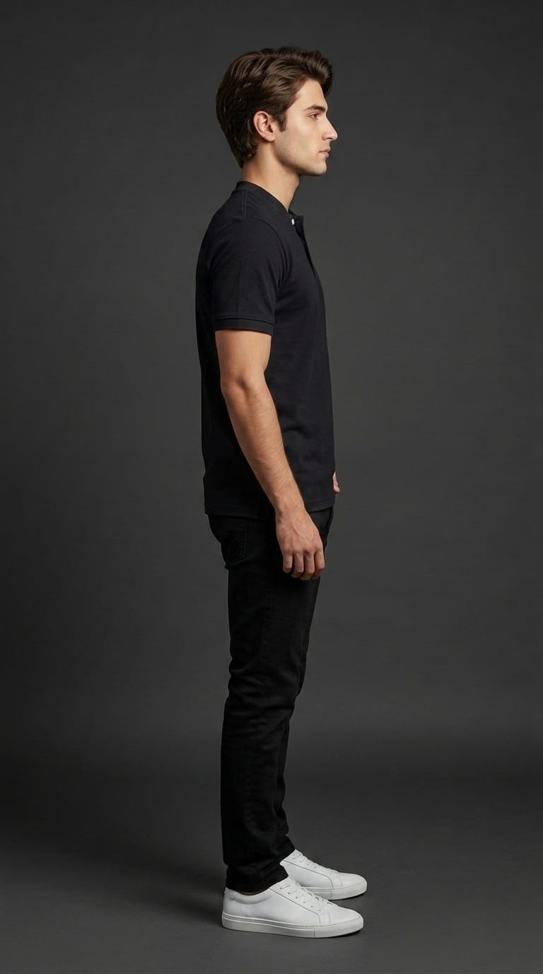 Black Henley Polo