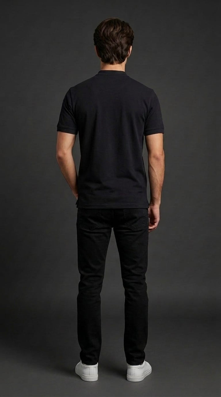 Black Henley Polo
