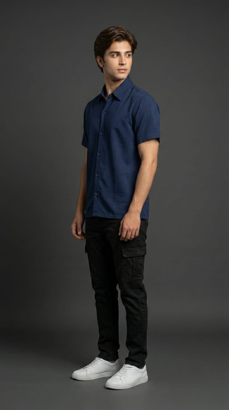 Navy Textured Shirt