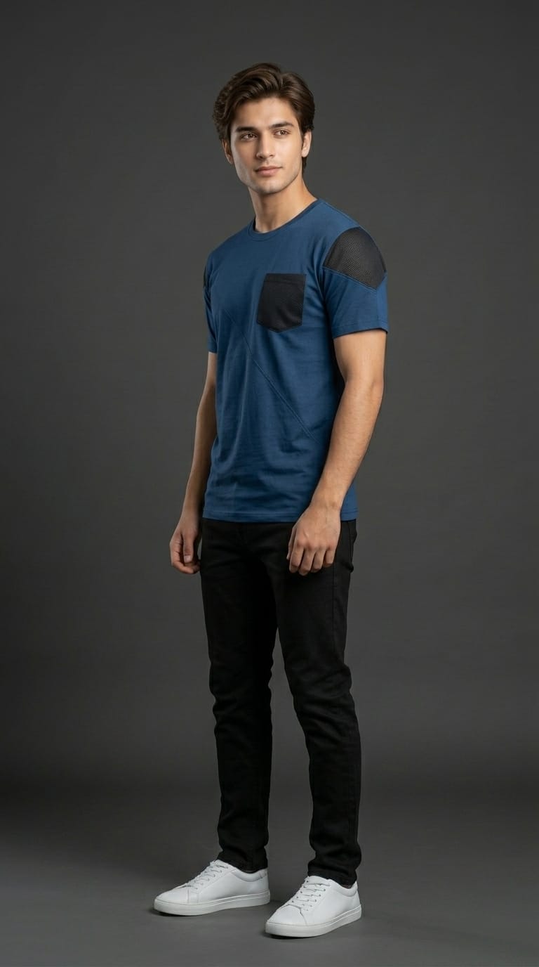 Teal Blue Pocket Tee