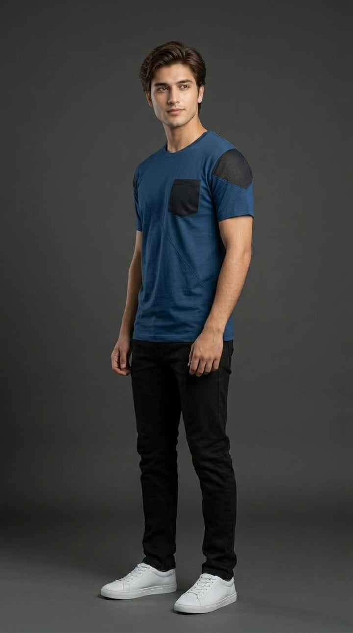 Teal Blue Pocket Tee