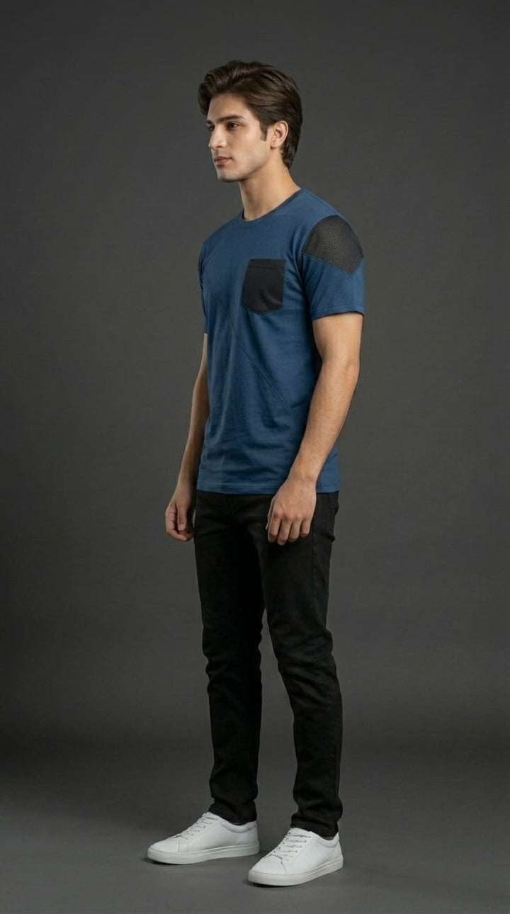 Teal Blue Pocket Tee