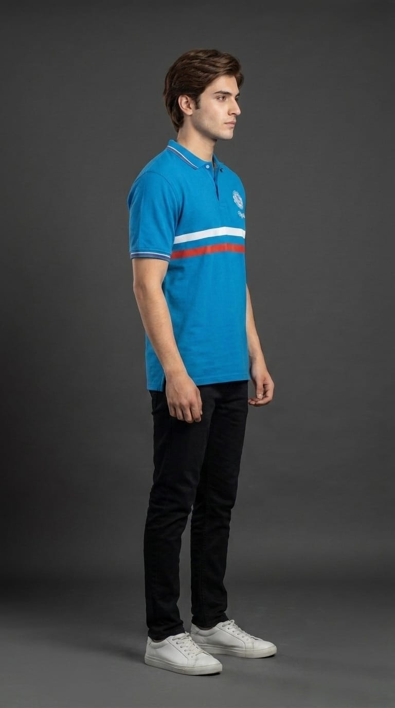 Royal Blue Striped Polo
