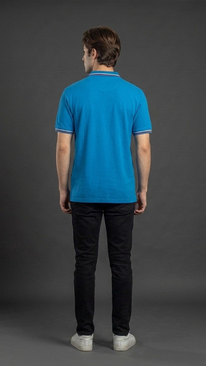 Royal Blue Striped Polo