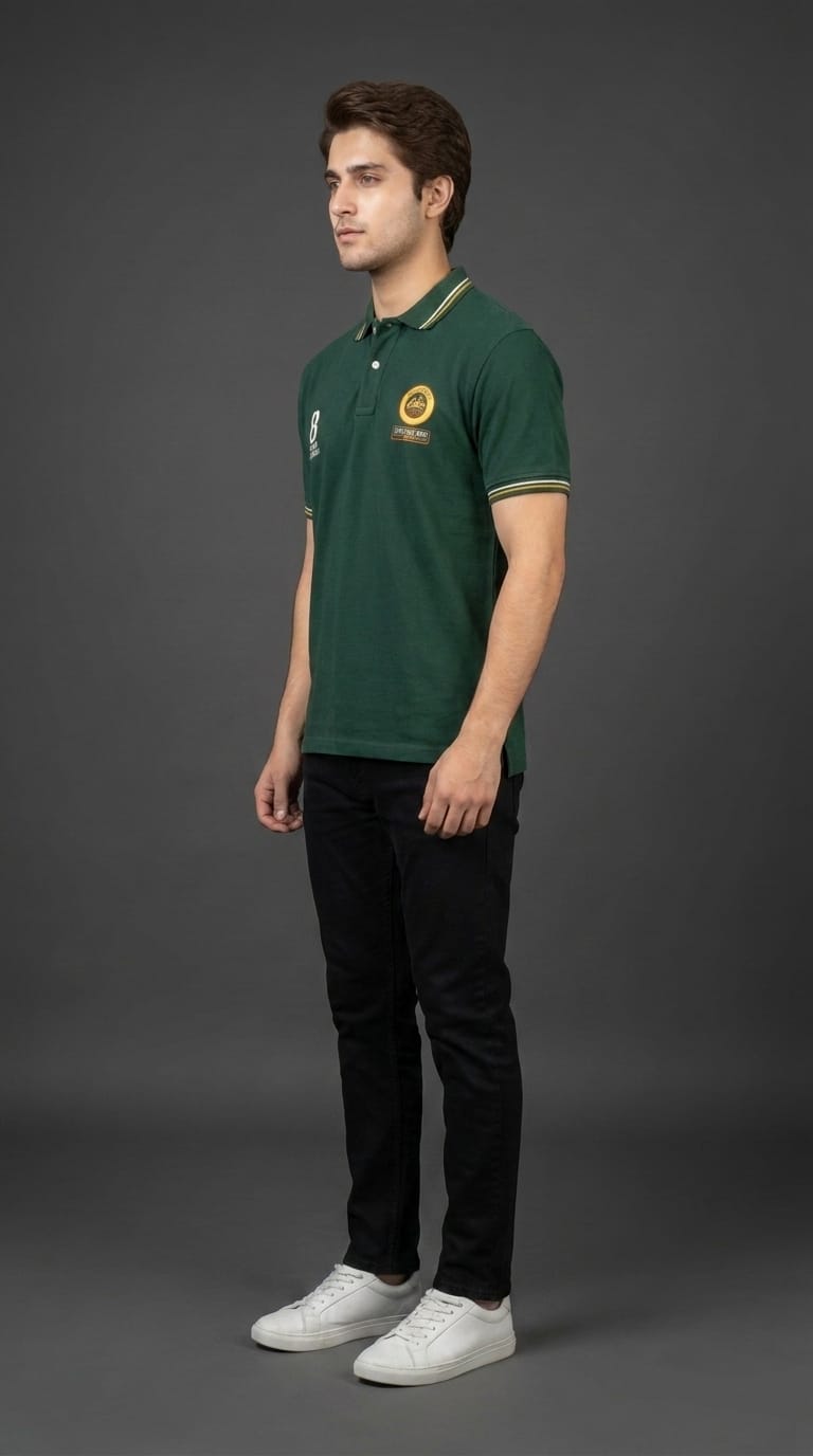Green Embroidered Polo