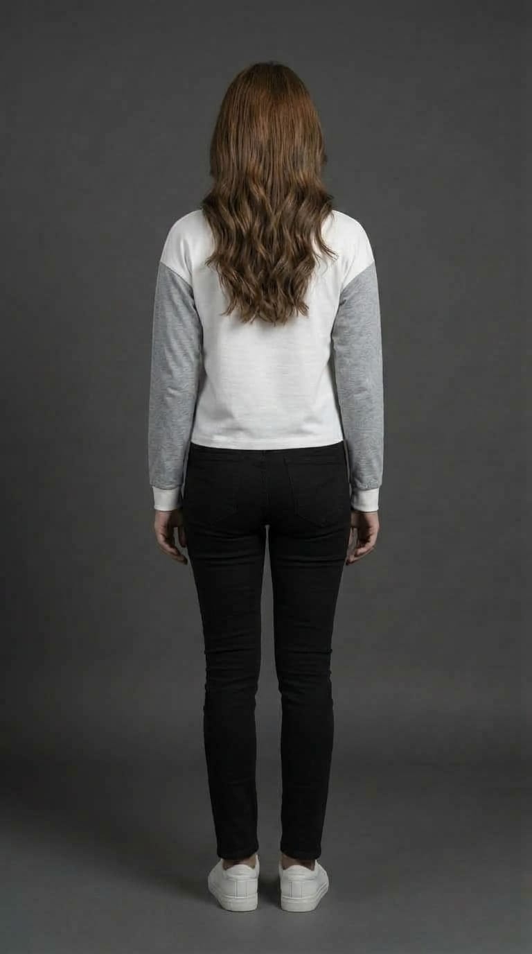 Women White Grey Contrast Sleeve Tee
