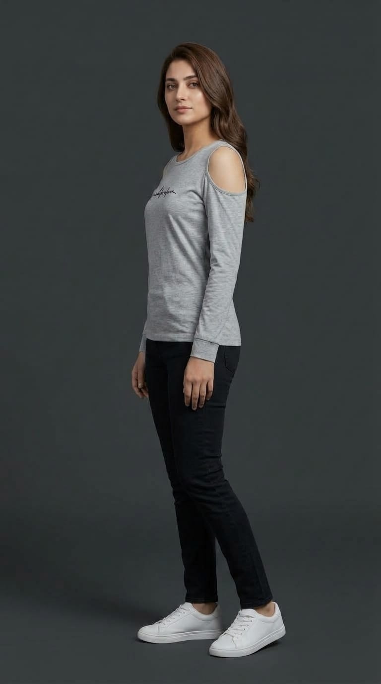 Women’s Grey Cold Shoulder Tee