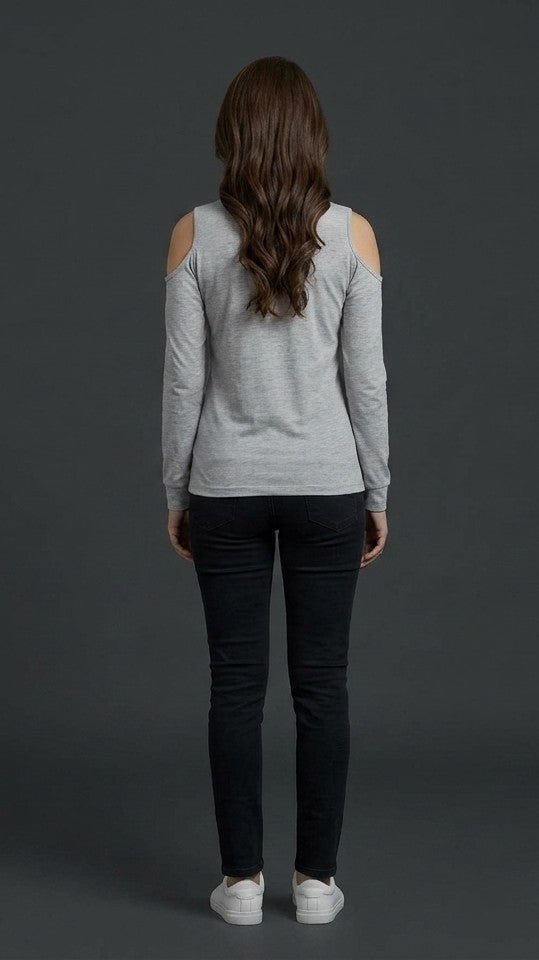 Women’s Grey Cold Shoulder Tee