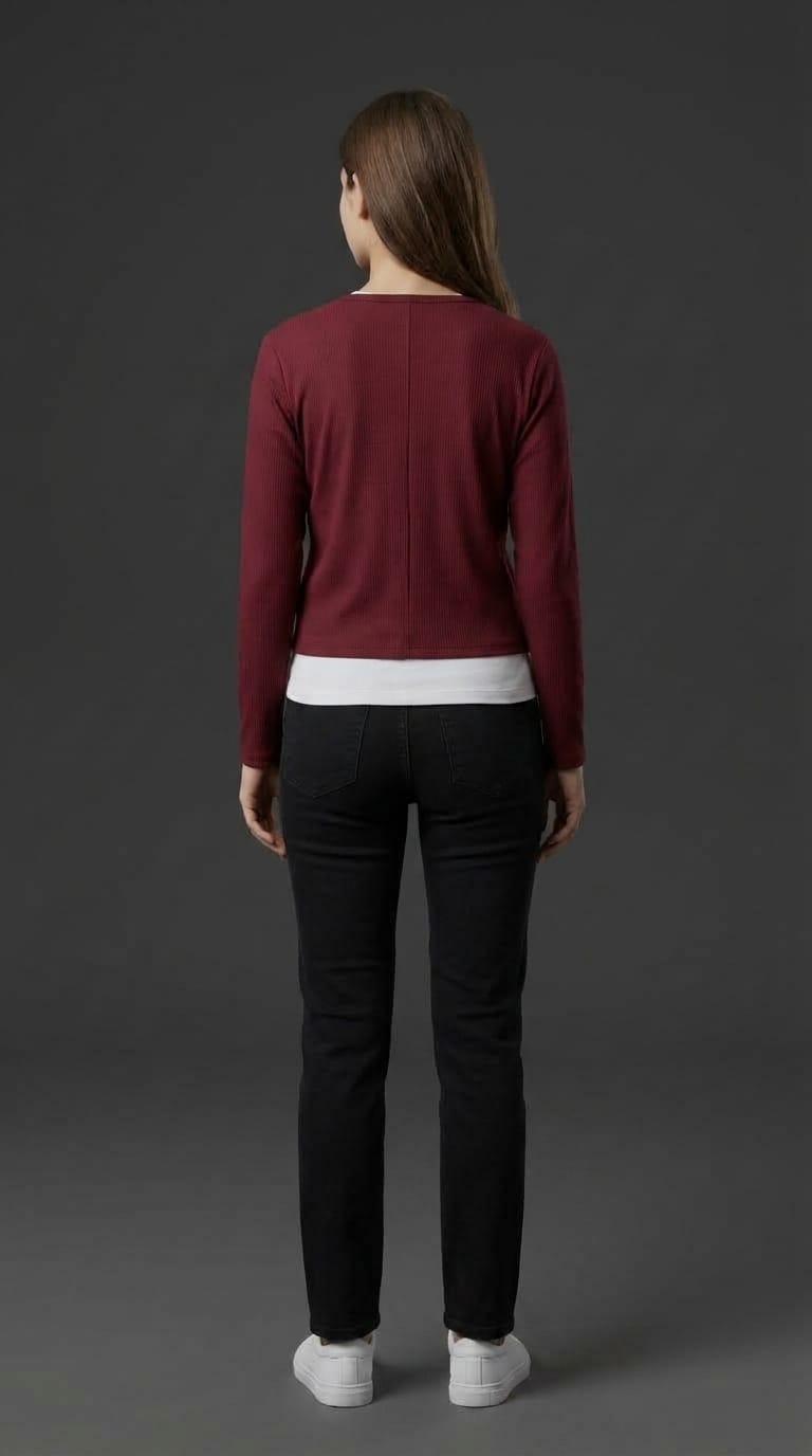 Maroon Tie Front Ribbed Cardigan