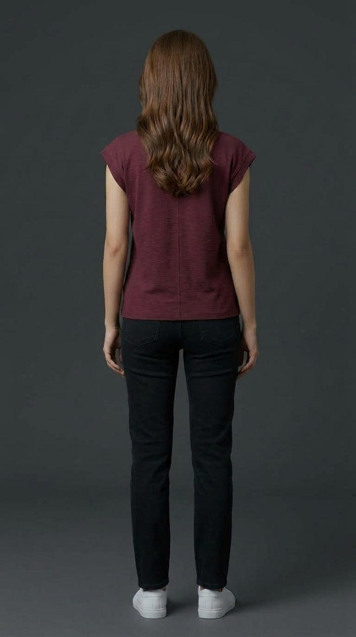 Women’s Maroon Textured Tank Top