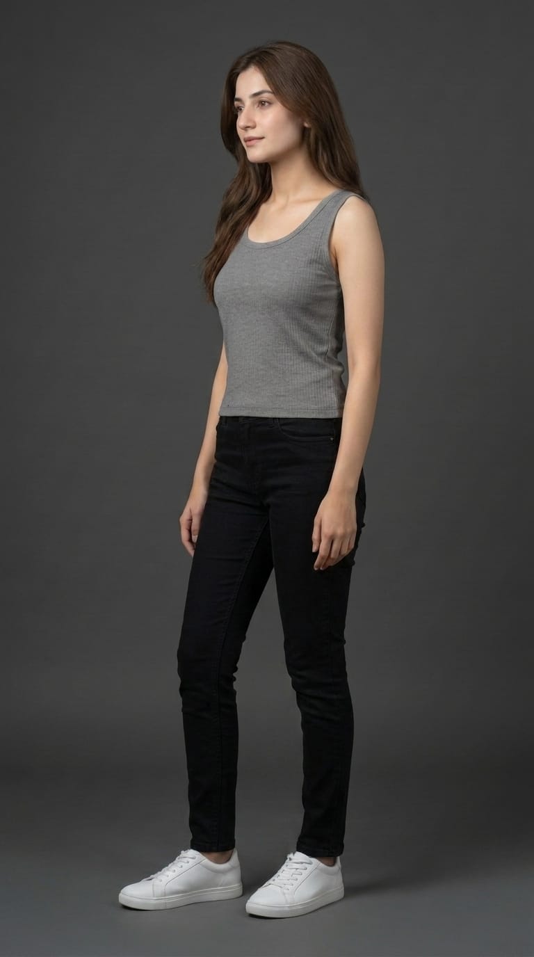 Women’s Grey Ribbed Tank Top