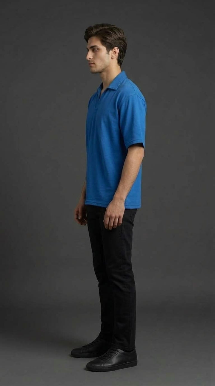 Royal Blue Open Collar Tee