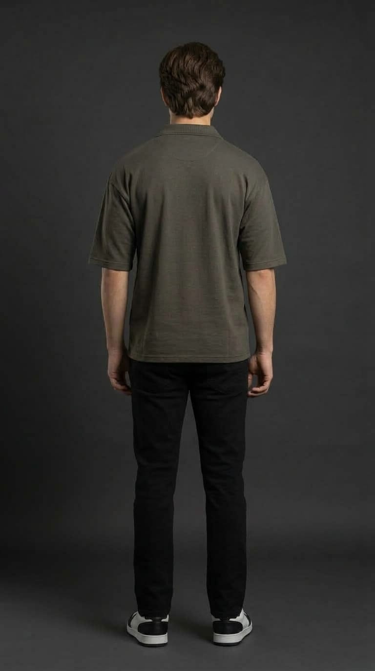 Charcoal Open Collar Tee