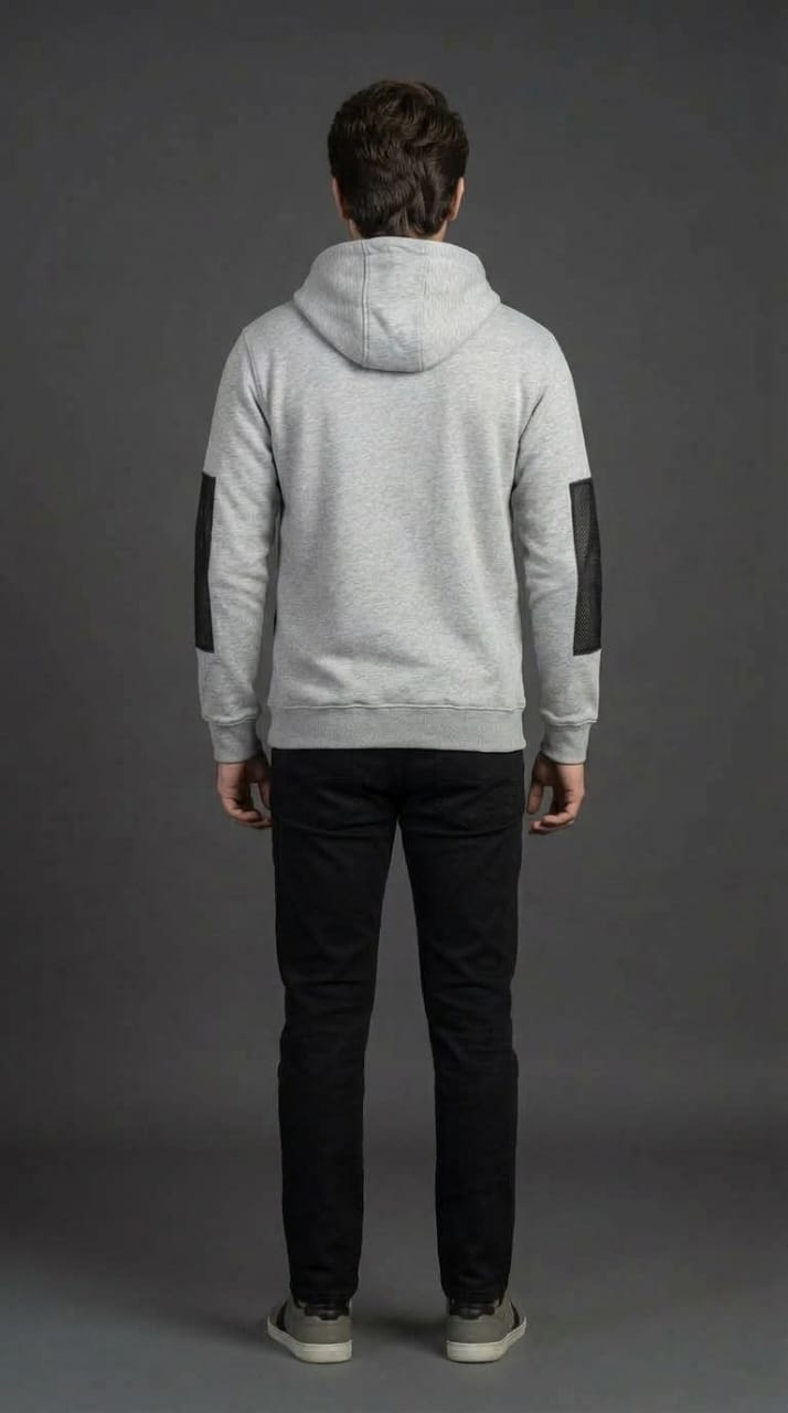 Grey Black Panel Hoodie
