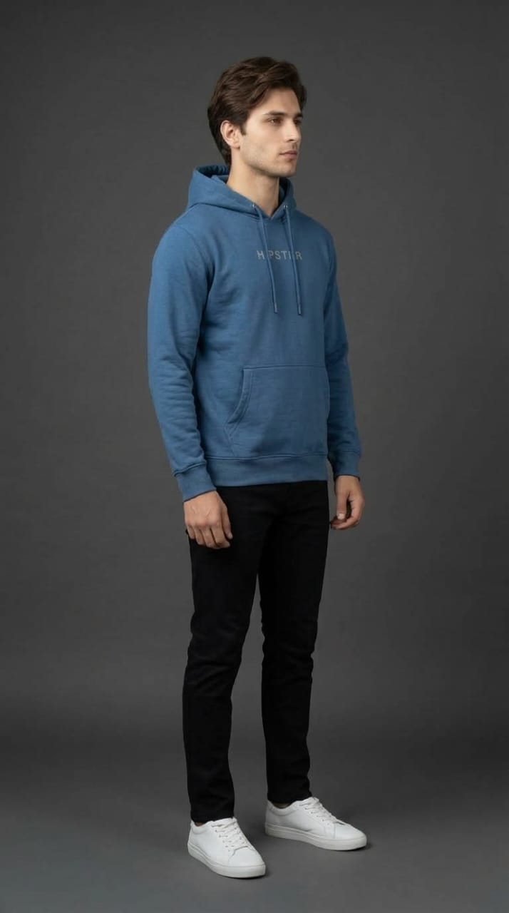 Blue Hipster Print Hoodie