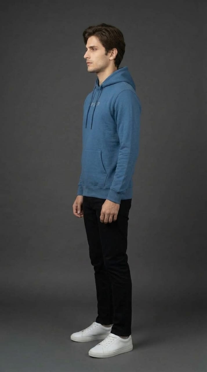Blue Hipster Print Hoodie