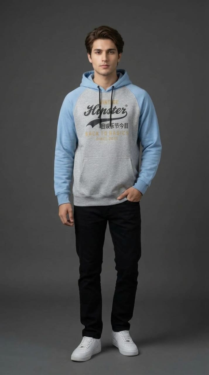 Vintage Hipster Raglan Hoodie