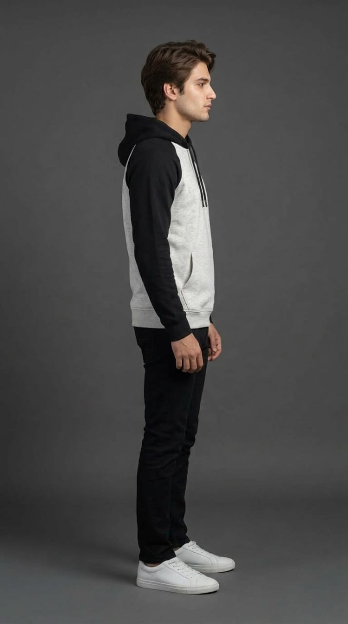 White Black Raglan Hoodie