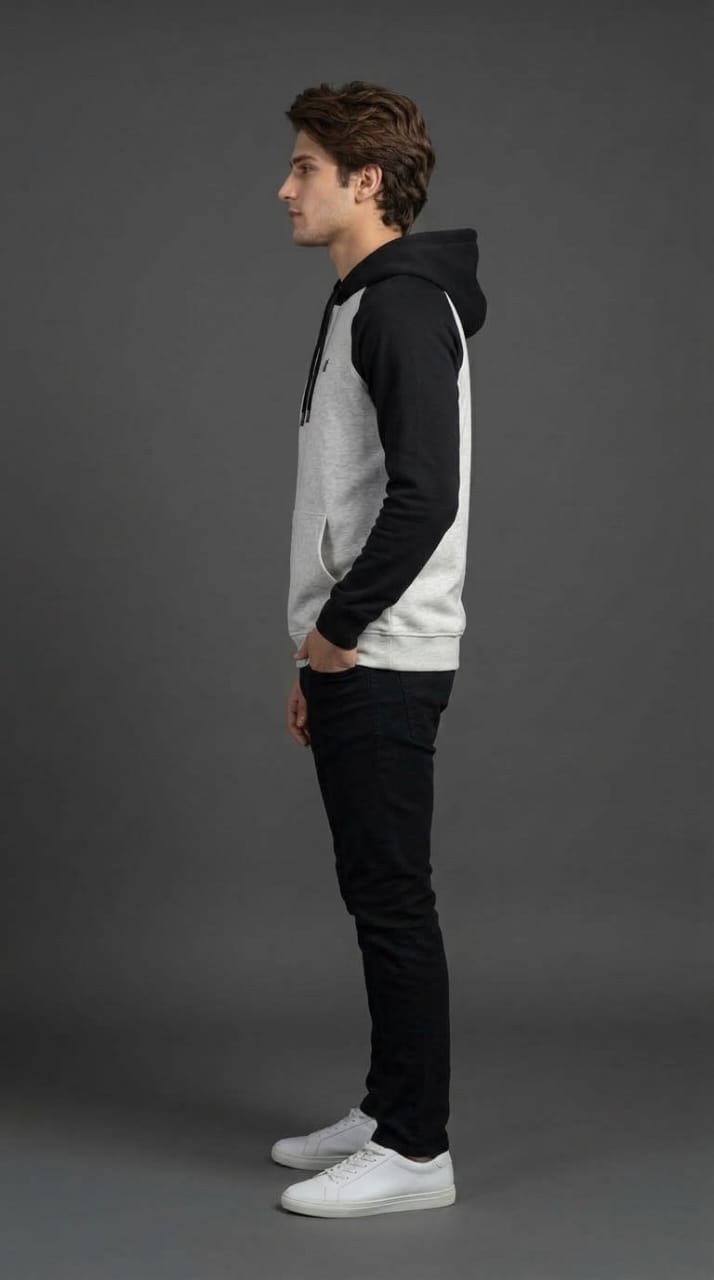 White Black Raglan Hoodie
