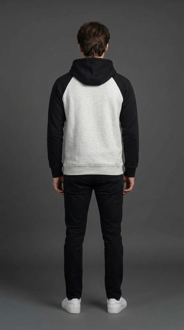 White Black Raglan Hoodie