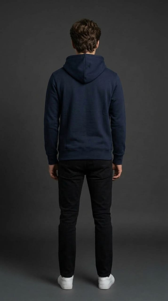 Navy Hipster Embossed Hoodie
