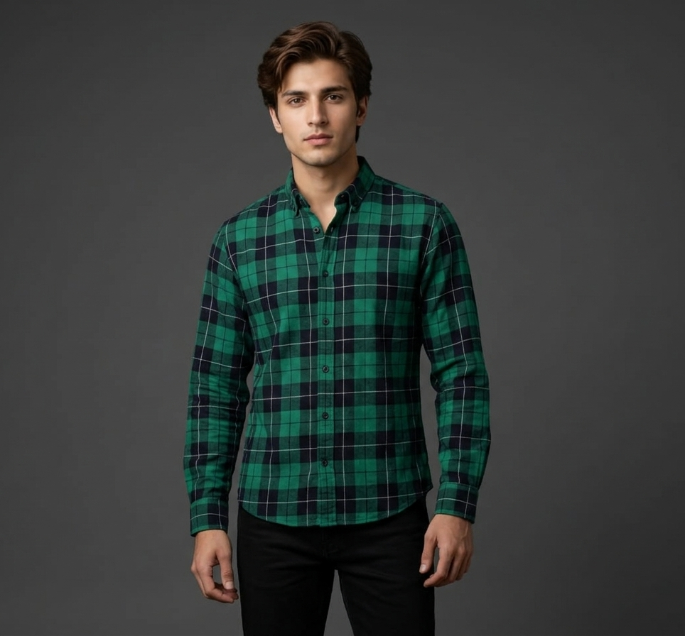 Green Check Casual Shirt