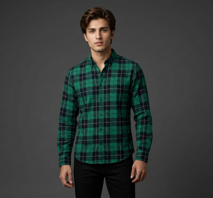 Green Check Casual Shirt