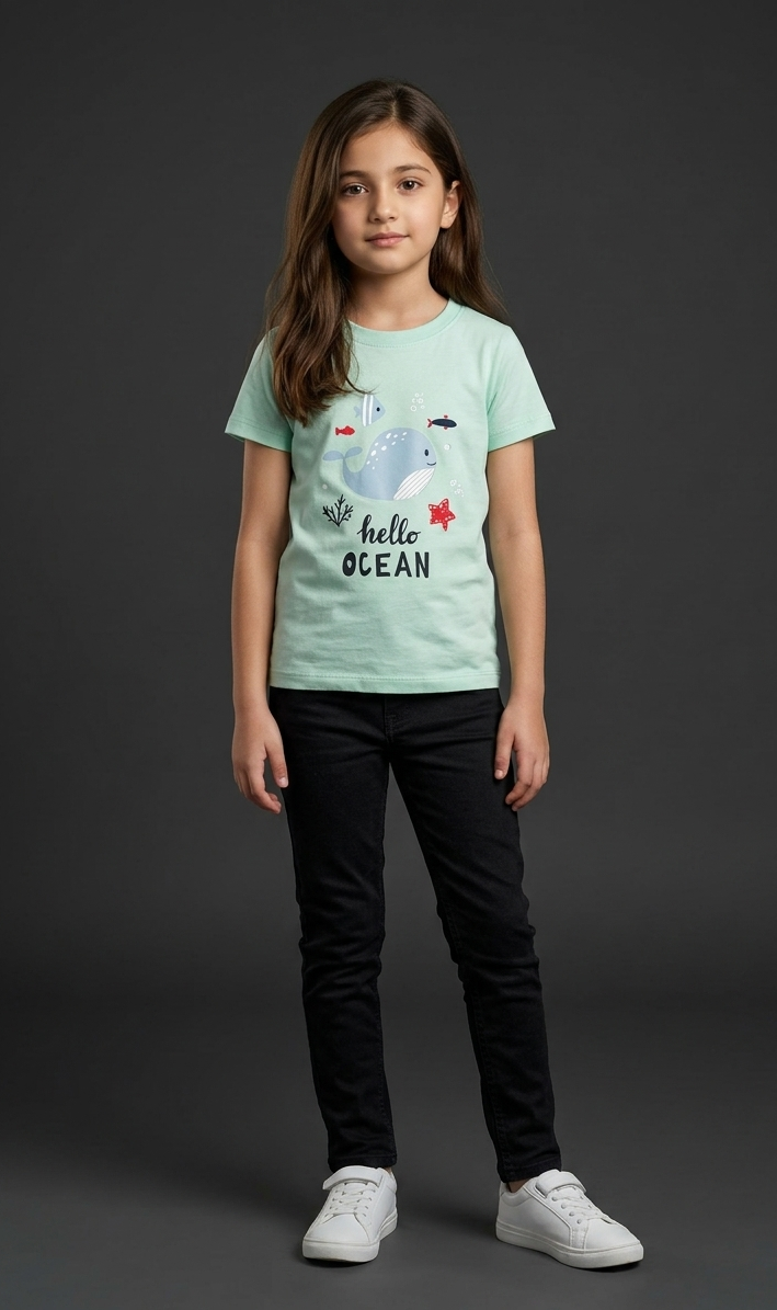Girls Hello Ocean Tee