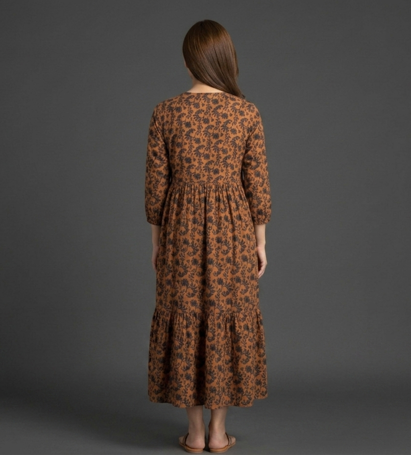 Brown Printed Maxi Dress