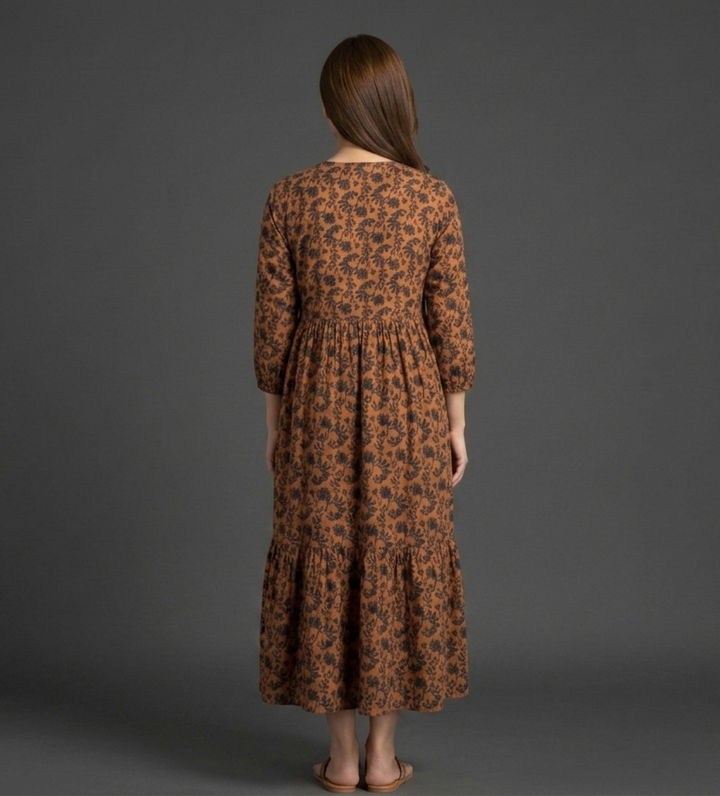 Brown Printed Maxi Dress